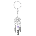 Porte-clés attrape-rêves en métal avec perle violette et plumes suspendues - Violet