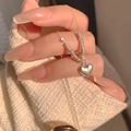 Elegante zilveren ketting met gepolijste hart hanger en facetgeslepen kralen - XL1104 Zilveren Koperen Ketting