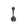 Minimalist black curved barbell navel ring with two polished metallic spheres - Style 23 (Full Polished Black Ball)