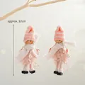 Pink knitted girl dolls Christmas tree hanging ornaments set of two 12cm figurines - Two-Piece Set / White Apron Girl