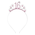 Pink rhinestone 16th birthday tiara headband with silver frame for party girls - Silver Pink Stone (FG223)