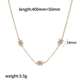 Golden leaf pendant necklace with zircon stones featuring adjustable chain dimensions - Three Leaves Pendant Necklace (TN3569)