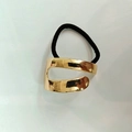 Golden irregular metal alloy hair tie with black elastic band in minimalist punk style - 1056-16 (Hollow Out Polished)