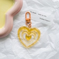 Portachiavi a cuore in acrilico giallo a tre strati con chiusura in metallo arancio - Rosso Arancio