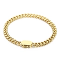 Polished gold curb chain bracelet for men with rectangular box clasp closure - Gold Bracelet (6mmx19cm)