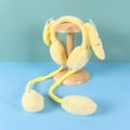 Yellow plush animal ear muffs with long straps and pom-poms for winter warmth - One Size / Carrot-Yellow