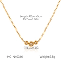 Detail met 40cm+5cm lengte en 1,24cm zirkoon hanger aan gouden hart halsketting - Drie Ronde Zirconia Stijl (HC-N40346)
