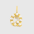 Golden letter Q pendant with white pearls for DIY jewelry making and necklace crafts - Gold-Q