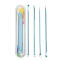 5-piece blue stainless steel blackhead remover tool set in a colorful abstract patterned case - 4-Piece Set (Colored Card) / Blue