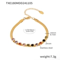 Pulsera de cadena de serpiente de acero inoxidable dorado con diez circonitas de colores - Pulsera de Cuchillas de Circonia Colorida Dorada (TXE180)