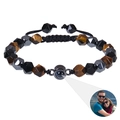 Projektionsarmband aus Tigerauge und Obsidian mit Fotofunktion und geflochtenem Armband - 8MM Facettiertes Tigerauge + Magnetstein (Benutzerdefiniertes Foto)