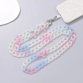 Colorful 120cm acrylic crossbody phone chain with pink blue links and silver spring hooks - Multicolor Jelly