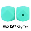 Perle ottagonali in silicone verde blu cielo da 17mm con texture opaca e foro passante #82 K62 - 82# Verde Blu Cielo