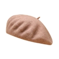 Classic wool beret hat in elegant dusty pink finish with soft brushed texture - One Size / Khaki