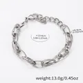 Bracciale a catena con maglie ovali in acciaio inossidabile argento e chiusura a moschettone - Bracciale Minimalista a Catena Color Acciaio / 15+4cm / Colore acciaio