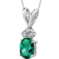 Elegant emerald green zircon necklace with silver box chain for women fashion jewelry - XL234 Oval Green Stone
