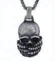 Gothic antique silver skull pendant with box chain in vintage stainless steel style - Covering Mouth Style (Without Chain) (E0405)