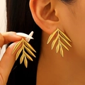 Minimalist gold leaf drop earrings featuring a delicate plant-inspired hollow design - Five-Leaf Combination Shape / 18K Gold