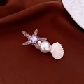 Y2K ocean star hair clip with pink rhinestones, large white pearl and seashell detail - 21# Pink Sea Star Shell Pearl Hair Clip Set
