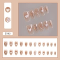 Korte ballet plaknagels met 3D-harten, parels en Aurora pailletten, set van 24 stuks - Lijm Type / Aurora Vlinder (Z562)