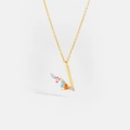 S925 sterling silver gold necklace featuring a letter L pendant with colorful zircon stones - 925 Silver / Letter V