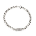 Pulsera punk para hombre de acero inoxidable plateado con espiral de resorte central - Color Acero
