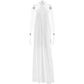 Dettaglio dell'abito halter in raso bianco con spacco alto e design schiena scoperta - S / Bianco