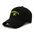 Casquette de baseball noire avec texte Jamaica et drapeau sur une visière courbée - Réglable / Noir