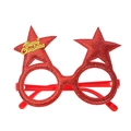 Red glitter Christmas glasses featuring two stars and a golden Merry Christmas logo - SDYJ-5-18 Red Five-pointed Star