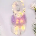 Acchiappasogni con farfalle viola, luci LED calde e morbide piume decorative - Prodotto Finito Senza Luce / Viola