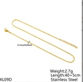 Golden stainless steel bead chain necklace with lobster clasp 40+5cm length - XL09D Bead Chain 40+5cm / Gold