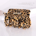 Square leopard print acetate hair claw clip for thick hair with strong metal spring - Leopard Print