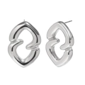 Minimalistische silberne geometrische Edelstahlstecker mit abstraktem Herz-Schleifen-Design - Stahlfarbe