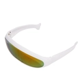 Futuristic white frame cat sunglasses with gold mirror lenses for pets and dogs - One-piece Yellow Reflective