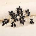Elegant bridal hair comb with black marquise gems, white pearls and sparkling rhinestones - Black Pearl Style (HS-J7136SBLK)