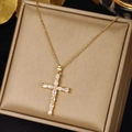Gold - Marquise Cut Zirconia Cross (0385)
