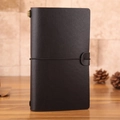 Vintage dark brown faux leather traveler's journal with elastic band and brass details - Black Traveler's Notebook