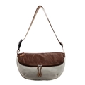 Fashionable half-moon crossbody bag in brown and off-white with adjustable strap - Off White