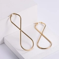 Elegantes pendientes de aro de acero de titanio dorado en forma de ocho para mujer - 【Dorado】24*63mm