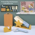 Set da cucina per bambini 7 pezzi giallo e grigio con tagliere e pelapatate giocattolo - Set di 7 Coltelli Blu