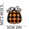 Detail showing checkered pumpkin embroidery patch dimensions 5.5cm height and 5cm width - Orange And Black Rhombic Checkerboard Pumpkin