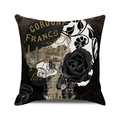 Detailed skull and rose collage on vintage textured fabric cushion cover for Halloween - Vintage Skull Paris Collage