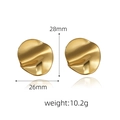 Detail view of 18K gold plated wavy geometric earrings showing 28mm x 26mm dimensions - Gold Round Convex