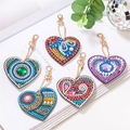 DIY diamond heart keychains with colorful rhinestones and gold lobster clasp - QC001 Heart Series (5pcs) Double-sided