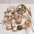 Kit decorazioni per albero di Natale color champagne con ornamenti vari e accessori DIY - Pacchetto Serie Oro Champagne con Luce 24