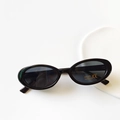 Children's black oval frame sunglasses with UV400 protection and CE certification - Black