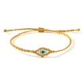 Bracelet œil porte-bonheur réglable en cordon tressé doré pour femmes et hommes - Or