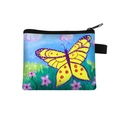 Polyester butterfly print coin purse with yellow butterfly and blue sky pattern - Yellow Butterfly Blue Sky Hand Painted