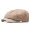 Berretto newsboy beige in mesh traspirante con design a pannelli e visiera parasole - Cachi