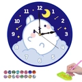 DIY diamond painting wall clock kit featuring a cute cartoon rabbit and starry sky - Starry Night Moon Rabbit